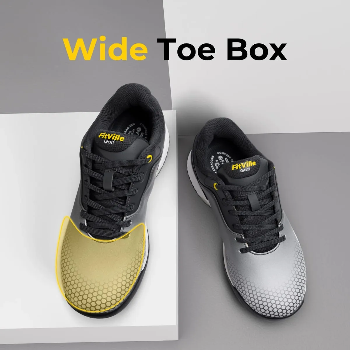 FitVille Wide Men's Golf Shoes Non-Slip Wear-Resistant Comfortable Pickleball Sports Shoes Suitable for Swollen Feet Relieve Toe — image 3