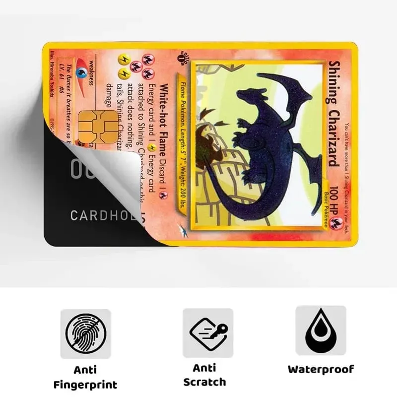 Credit Card Skin Sticker Anti-degaussing Anime Charizard Stickers for VISA JCB MasterCard and Other IC Cards — image 4