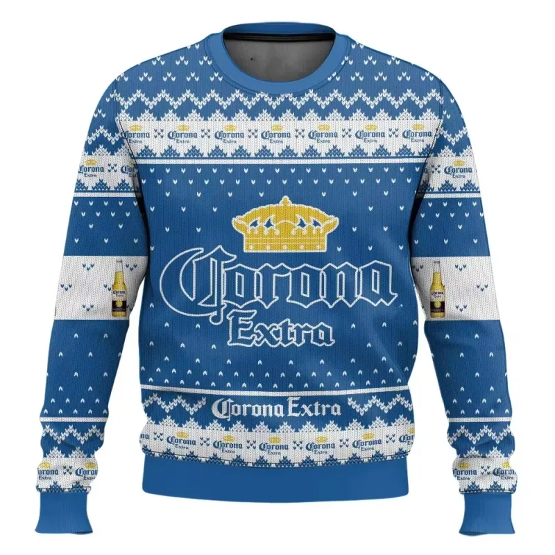 Suéter feio de cerveja Corona Natal cerveja feliz bebendo presente de Natal masculino e feminino plus size suéter elegante — image 12