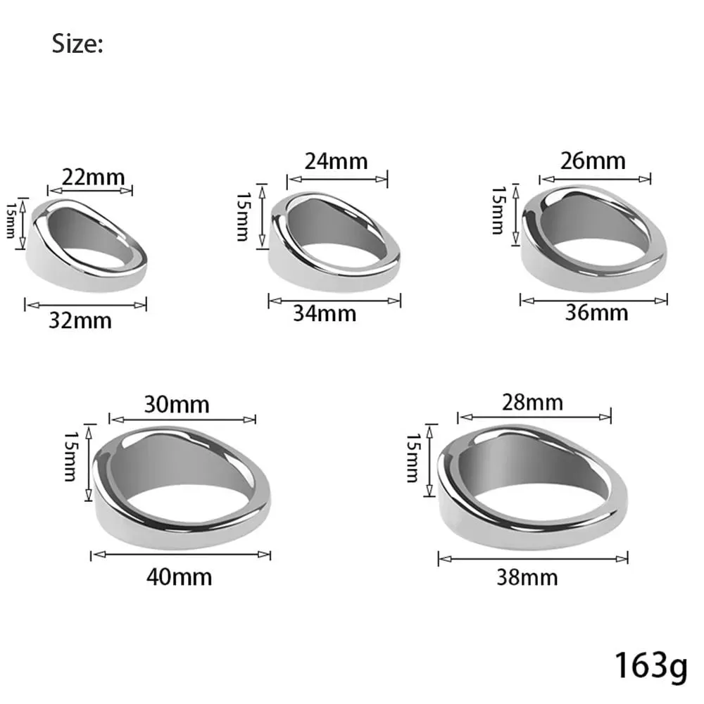 Stainless Steel curved Penis Lock Cock Ring Heavy Duty Male Metal Ball Scrotum Stretcher Sex Toys for Man Delay Ejaculation