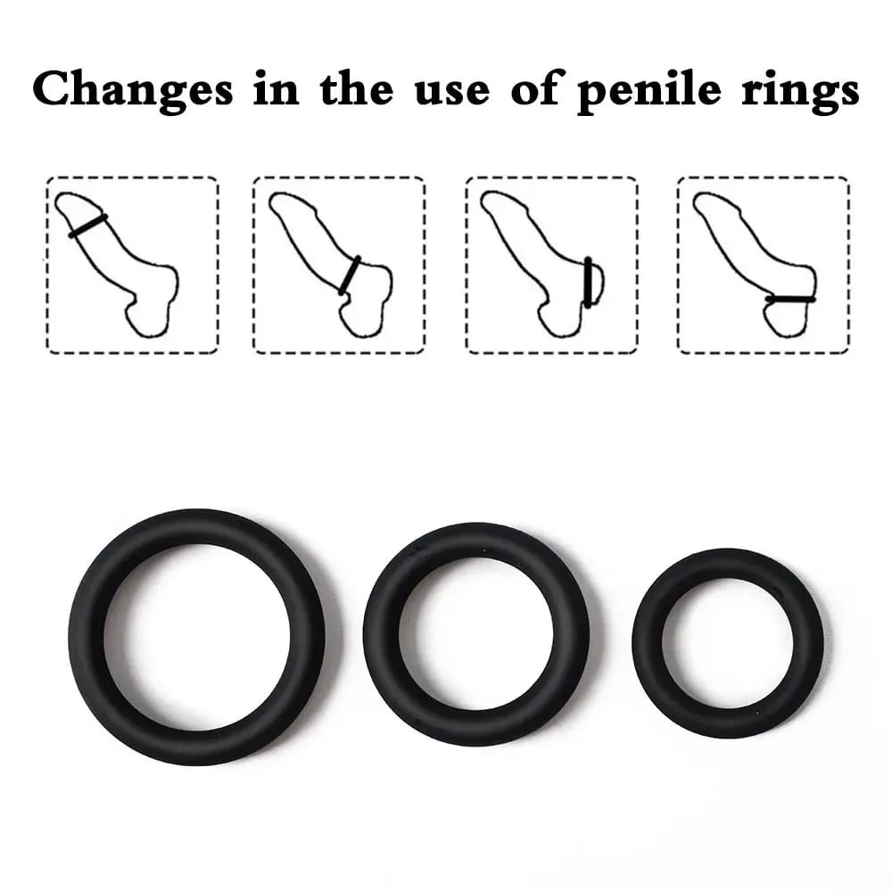 3PCS Silicone Penis Rings Set Delay Ejaculation Cock Ring Glow In Dark Male Stamina Enhancer Lock Sperm Sex Toys for Men Couples