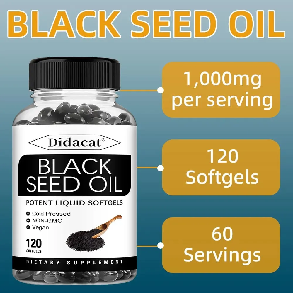 Vegan Black Seed Oil Capsules - Supports Immune Joint Digestive Hair Skin Health - Non-GMO Gluten Free Supplement — image 4