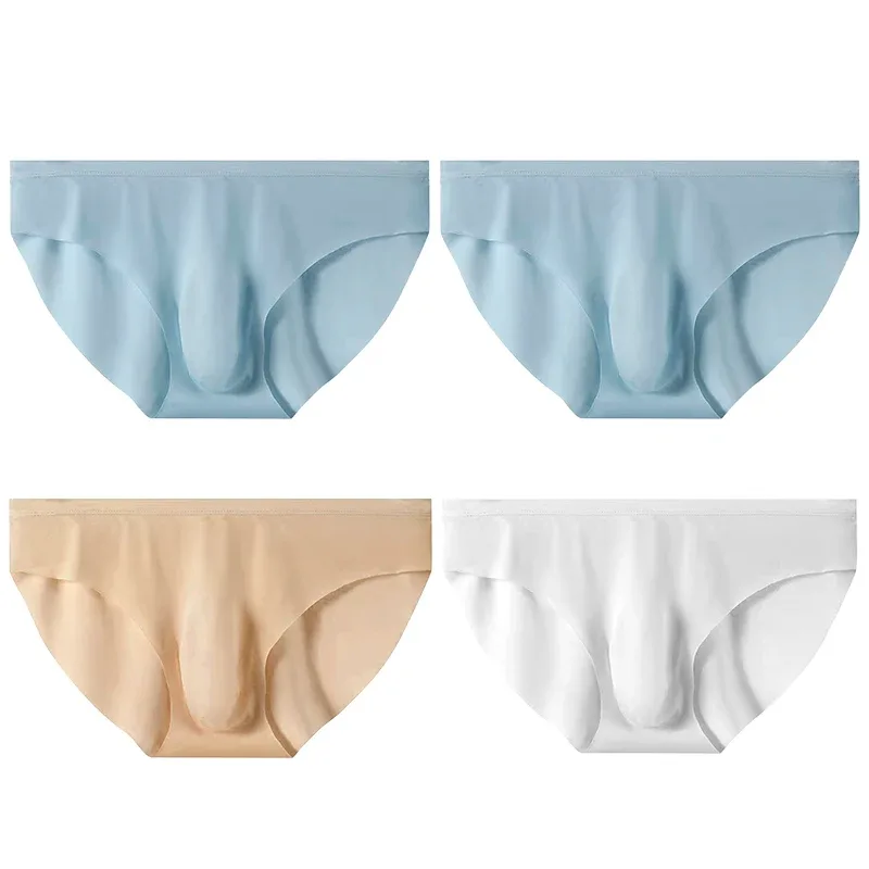 4st Ice Silk Trosor för män Sommar Transparent Sömlös Sexig Snabbtorkande Trendiga Andas Underkläder Ultratunna trosor