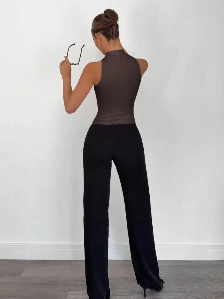 Metal Ring Decor Twist Knot Sleeveless Tank Top for Women Summer Casual Elegant Office Style Halter Neck Slim Fit Crop Top — image 4