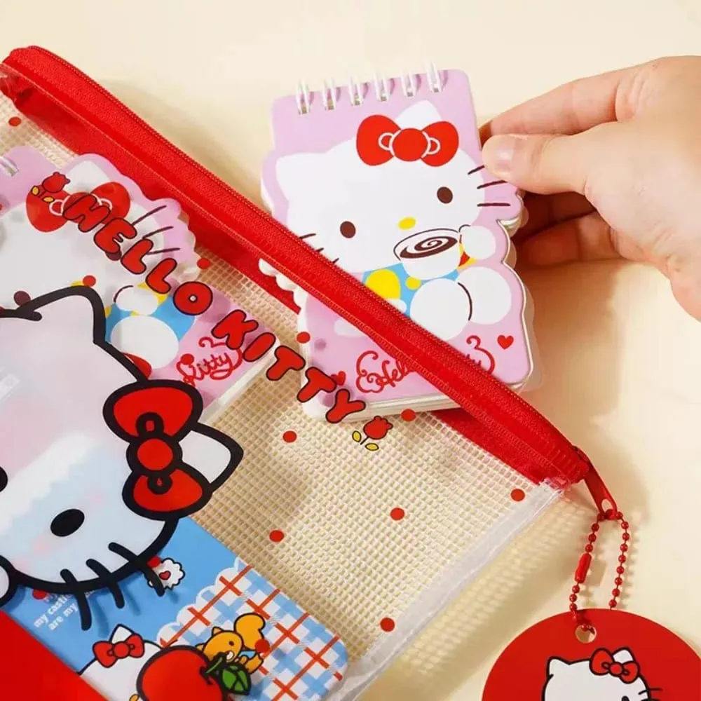 Genuine Sanrio Hello Kitty A5 Mesh Zipper Pouch Cute Kt Cat Waterproof PVC Document Bag For School File Pen Stationery Organize — image 2
