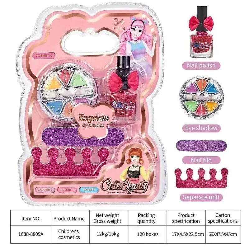 Make-upset voor kinderen Lipgloss Oogschaduw Nagellakvijl Niet-giftige make-up Prinses Meisje Cosmetica Wasbaar kerstcadeau voor kinderen — image 2