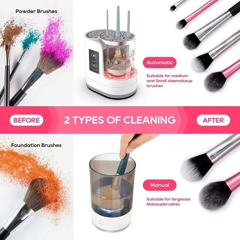 2026 ใหม่ไฟฟ้า 3 IN 1 แปรงแต่งหน้า Cleaneing เครื่องแปรงแต่งหน้าเครื่องเป่าแบบพกพาอัตโนมัติ USB เครื่องสำอางแปรงทำความสะอาดเครื่องมือ — image 4