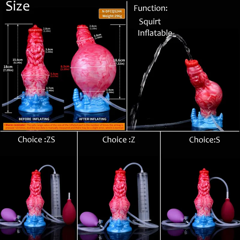 Silicone gonfiabile eiaculazione nodo dildo circonferenza regolabile schizzi fantasia cavallo pene giocattoli adulti del sesso dilatatore anale