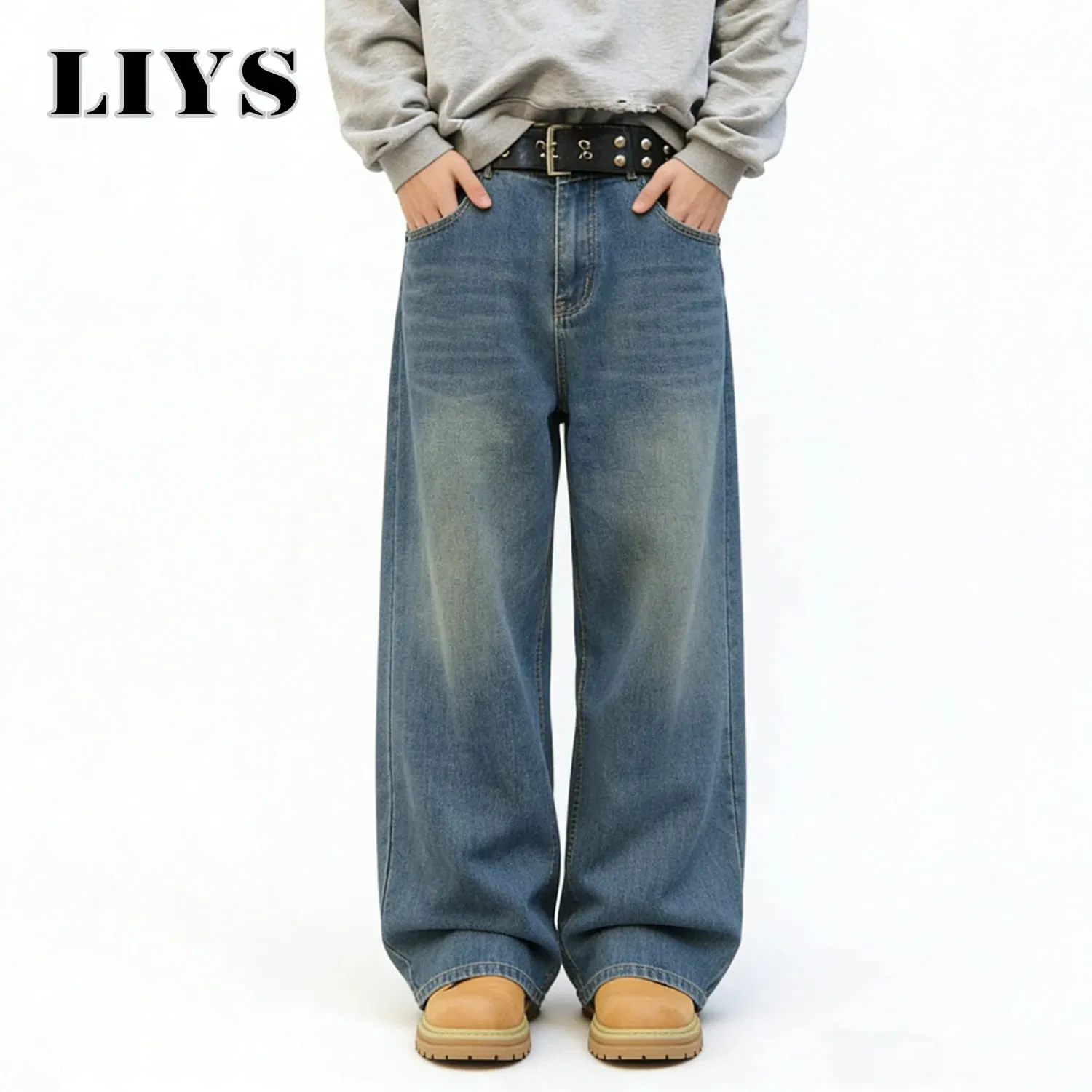American Retro Men's Women's Ultra Baggy Wide Leg Jeans Four Seasons Street Oversized Fashion Denim Pants Unisex Clothes