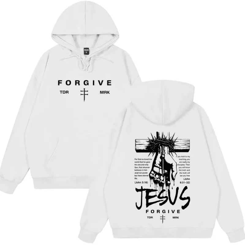 Jesus Forgive Fashion Graphic Hoodie Men Women Vintage Clothing Pullover Winter Long Sleeves Loose Casual Oversized Sweatshirts — image 2