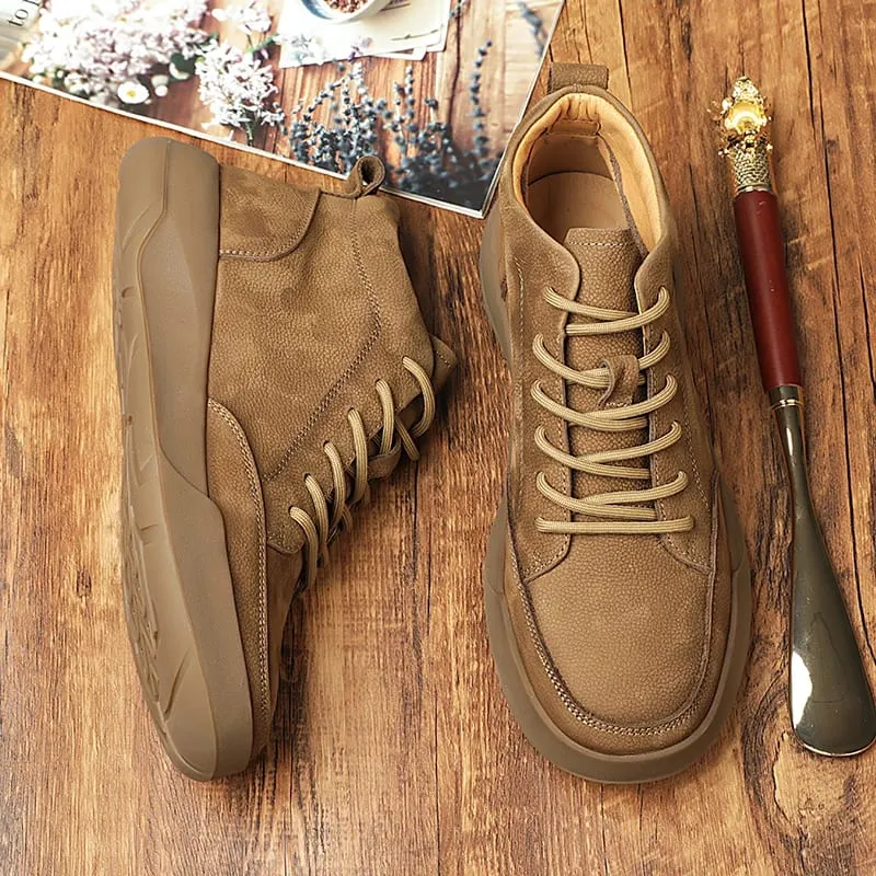Italian 2025New Arrival Genuine Leather Mens Antiskid Walking Shoe Outdoor Thick Bottom Sneakers Casual Leather Minimalist Shoes — image 10