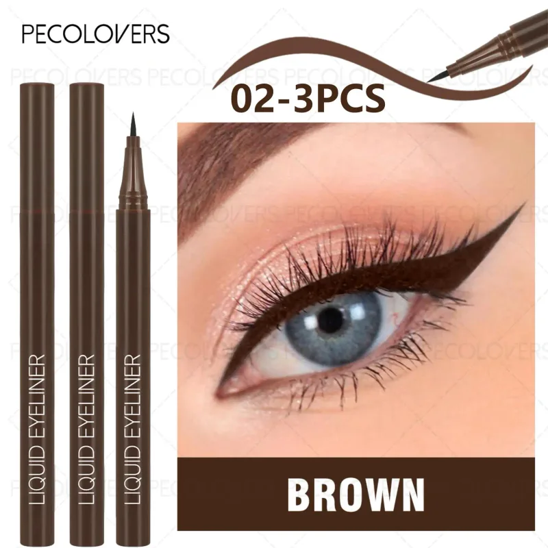 3Pcs Smooth Eyeliner Pen - Smudge-Proof Eye Pen Quick-Dry For All Occasions Black And Dark Brown Eye Makeup — image 8