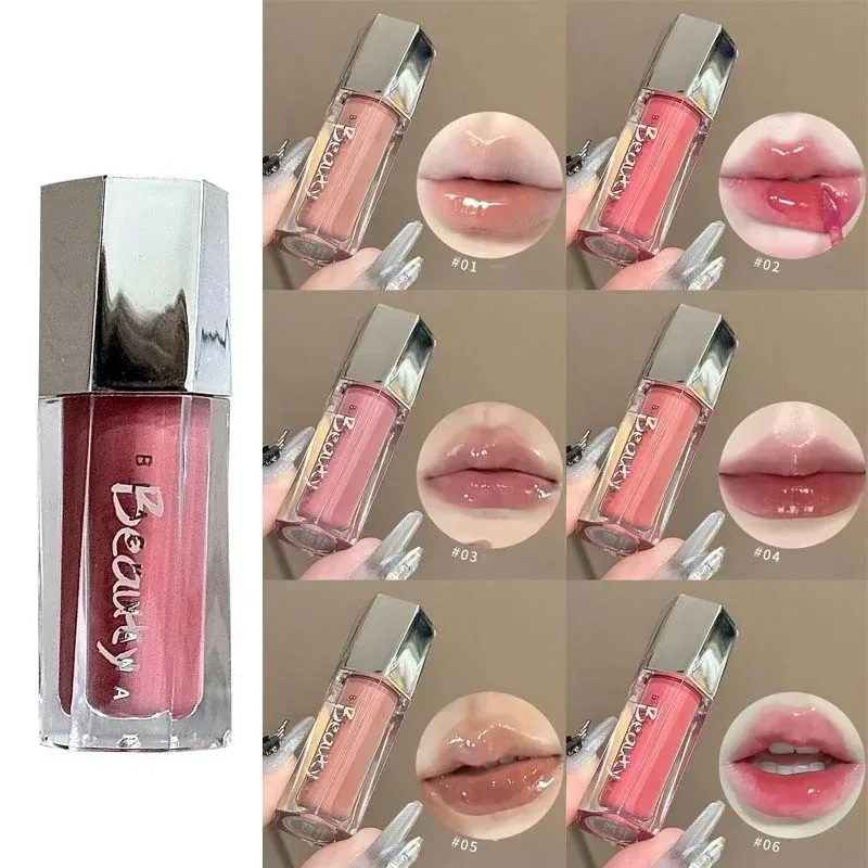 Glace Transparent marron brillant à lèvres hydratant brillant liquide rouge à lèvres nu eau lumière verre miroir lèvres glaçure maquillage longue durée