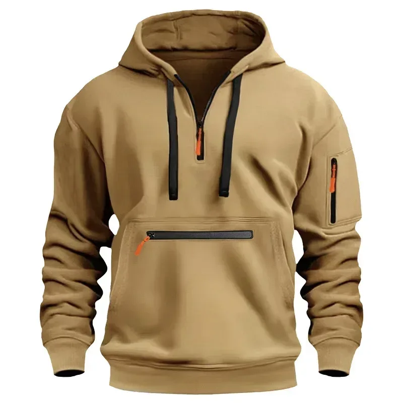 2025 New Men's Hoodies Winter Hooded Shirt Wear Fleece Multi Pocket Fashion Tops Hoody Loose Oversized Pullover Man Clothing — image 3