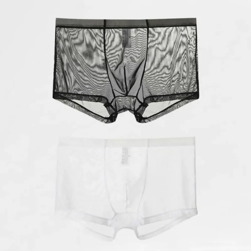 Genomskinliga boxershorts för män genomskinlig manliga kalsonger Sexiga Mesh Låg midja Is Silke Tunn Kylning Herr Trosor Herr Underkläder — image 19