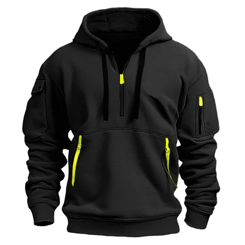 Men's Hoodie Multi Pocket Zipper Casual Sports Hoodie Men/Women Plus Size Loose Pullover Fashion Sweatshirt Long-Sleeve tops — image 1