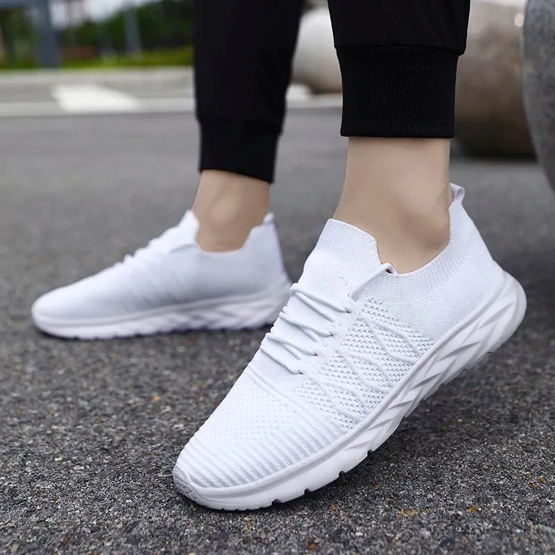 Men's Mesh Knit Walking Shoes No-Tie Elastic Slip-On Sneakers Breathable Lightweight Casual Athletic Shoes — image 8