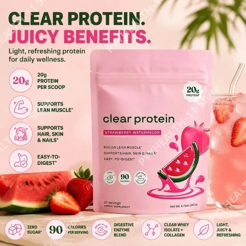 Clear Protein Powder with 20g Protein Per Serving Digestive Enzyme Blend and Bovine Collagen Peptides - 10 Servings — image 2