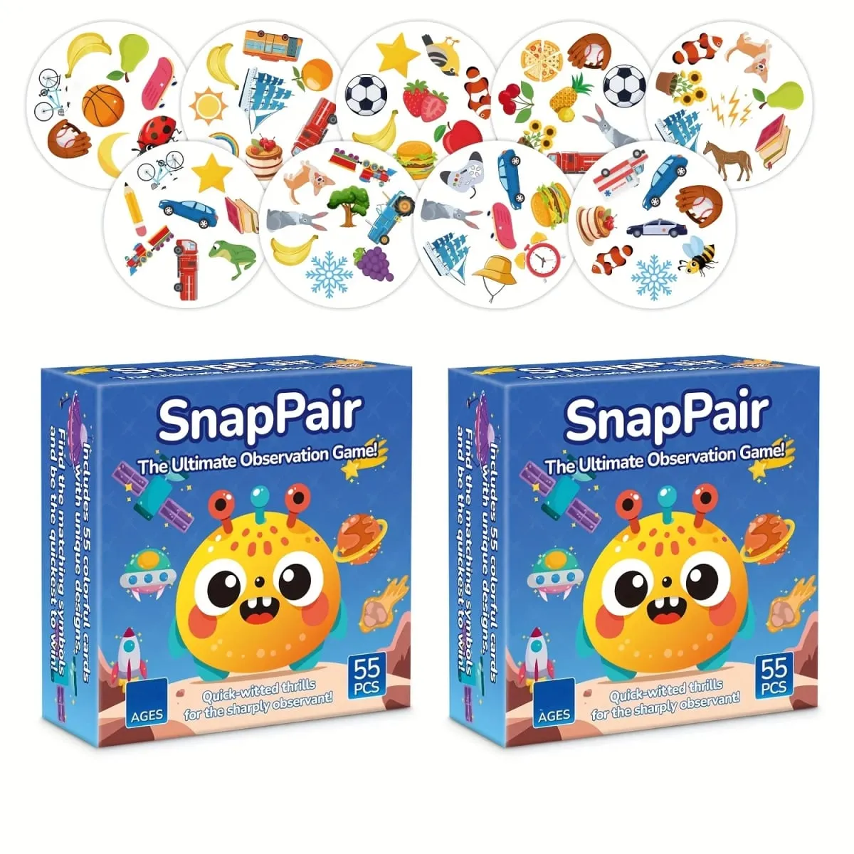 《Snappair: the Ultimate Observation Matching Board Game with 55 Cards》Card Game Board Game Ideal for Family Gatherings Gift — image 1
