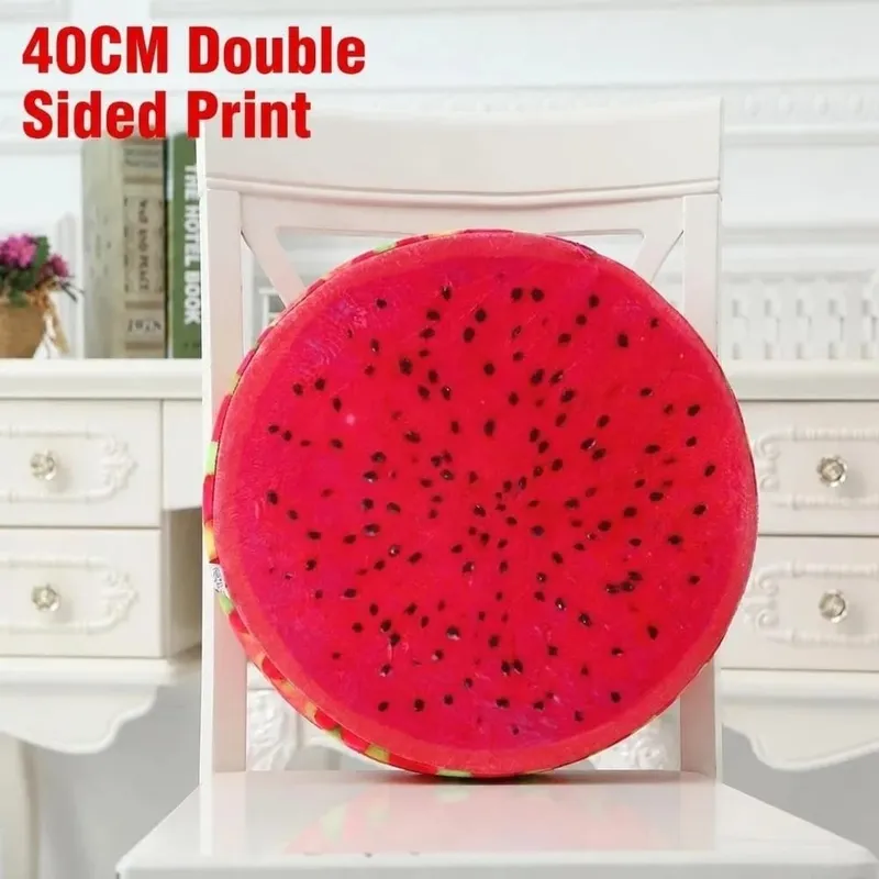 Creative Round Fruit Pillow Fruit Slice Print Simulation Throw Pillow Stuffed Inner Plush Fabric Plush Pillow Office Rest