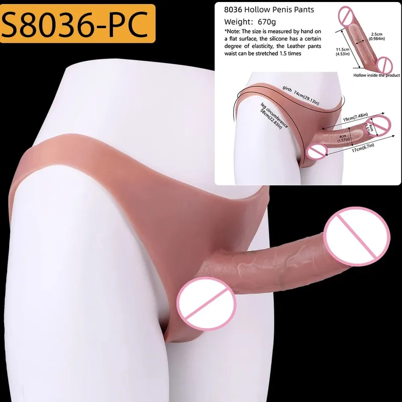 Reusable Hollow Penis Sleeve Pants насадка на член Realistic Male Dick Extender Sex Toys Couples Sex Pleasure Products — image 13
