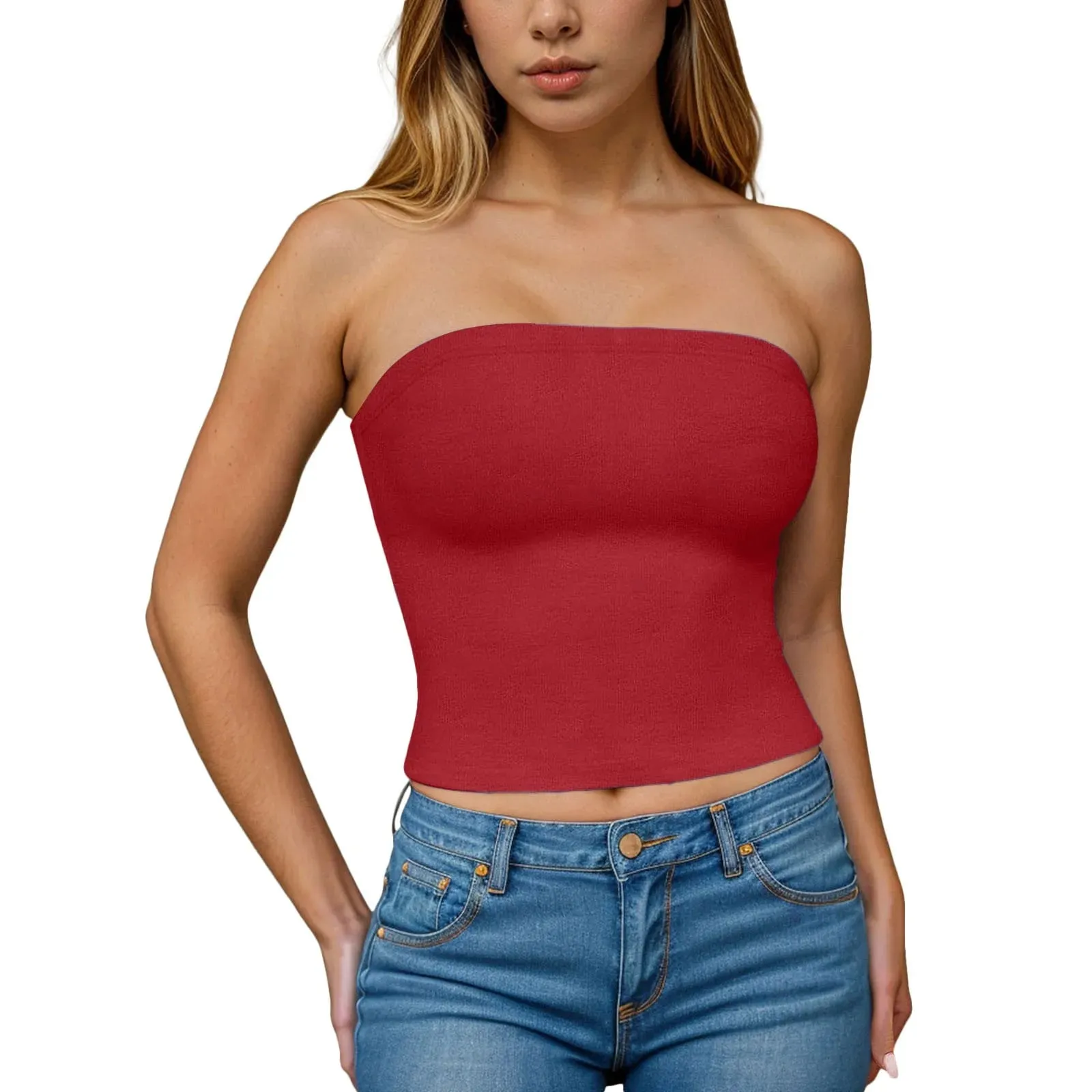 Sexy Off Shoulder Tube Tops Women Strapless Solid Color Backless Bandeau Tops Summer Slim Fit Bottoming Shirts Underwear
