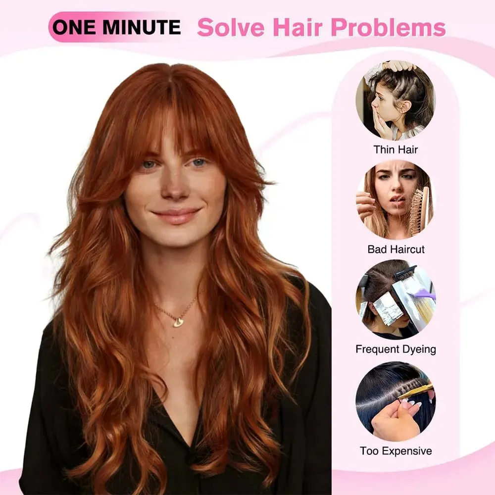 Copper Red Long Wavy Clip in Hair Extensions 20 Inch 4Pcs Double Weft Synthetic Hairpieces Full Head for Women Party Cosplay — image 4