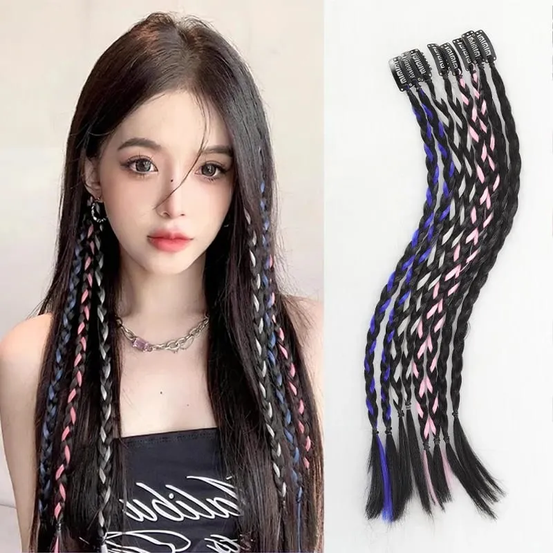 A card of sweet cool girl's boxing braid wig ponytail mini Fried Dough Twists braid color ear dye pigtail 8 pieces — image 9
