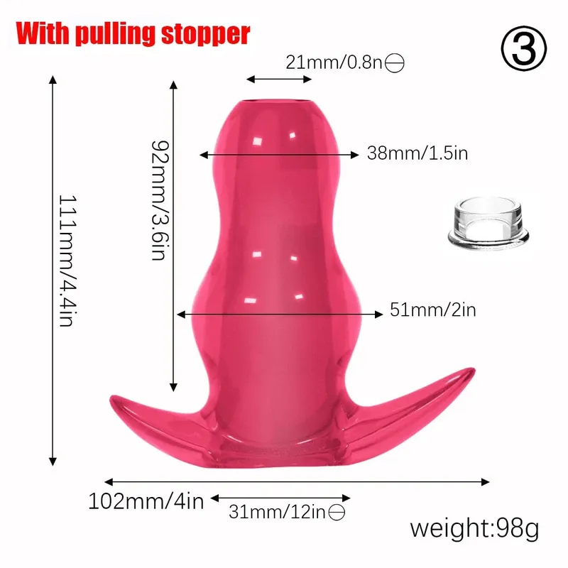 Paarse TPE holle tunnel buttplugset - Afgestudeerd open anale brancardpluggen Flexibel seksspeeltje voor mannen en vrouwen