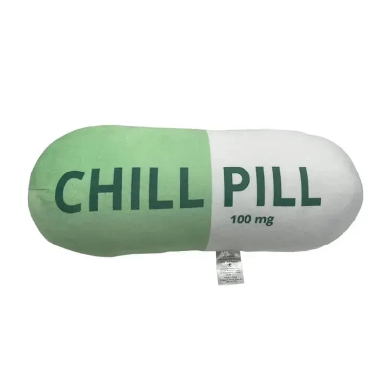 Funny Chill Pill Plush Pillow Cute Cartoon Stuffed Plushie Soft Sofa Cushion Hugging Doll Nap Sleep Pillow Birthday Gift