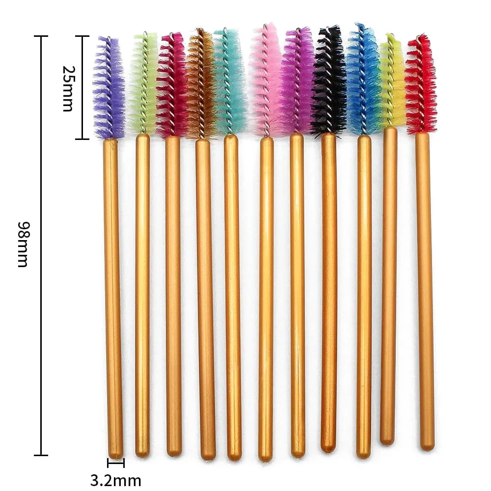 50Pcs Disposable Eyelash Makeup Brush Mascara Wands Gold Mini Eye Lash Brushes Short Eyebrow Comb Eyelashes Extension Tool — image 5