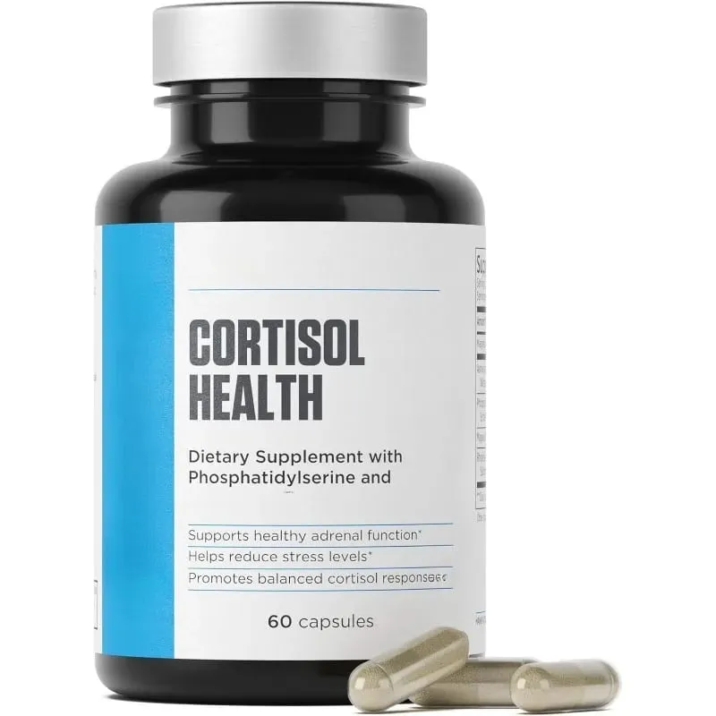 Cortisol Health Capsules with Phosphatidylserine Magnesium 60 Capsules Non-GMO Daily Calm Sleep Support for Adults Men Women