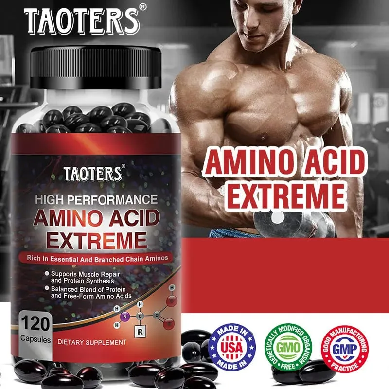 Cápsulas avançadas de aminoácidos para musculação - ajudam a aumentar a resistência, a síntese de proteínas, a construir massa muscular, a energia abdominal