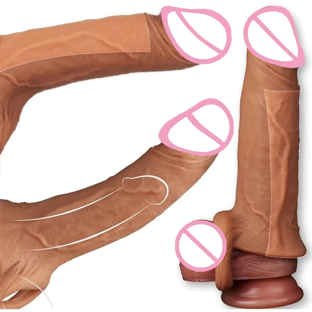 Penis Training Realistic Dual Density Silicone Penis Sleeve Cock Ring Extender Male Sex Toy Dildo Cock Sleeve for Erection — image 1