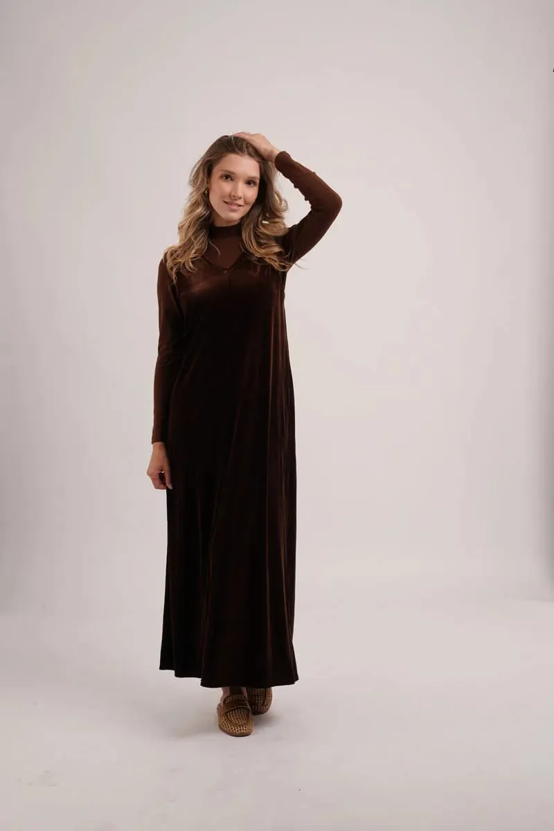 AS AW26 Fluwelen trui-jurk met zijzakken + Jersey basic opstaande kraag