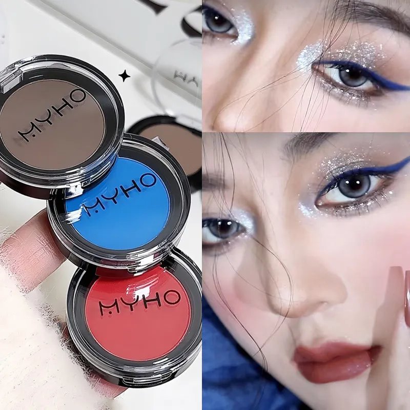 Mini Matte Smoky Blue Red Monochrome Eyeshadow Palette Natural White Light Highlighter For Delicate Eye Contouring Brightens — image 2