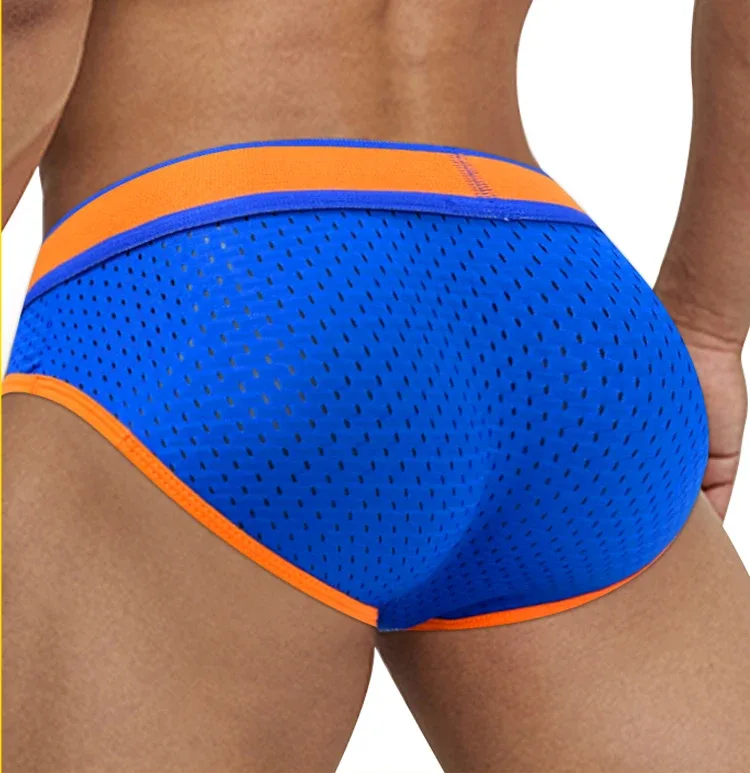 Men's Low Waist Slimming Mesh Briefs U Convex Pouch Elastic Waistband Breathable Colorful Jockstrap Underwear