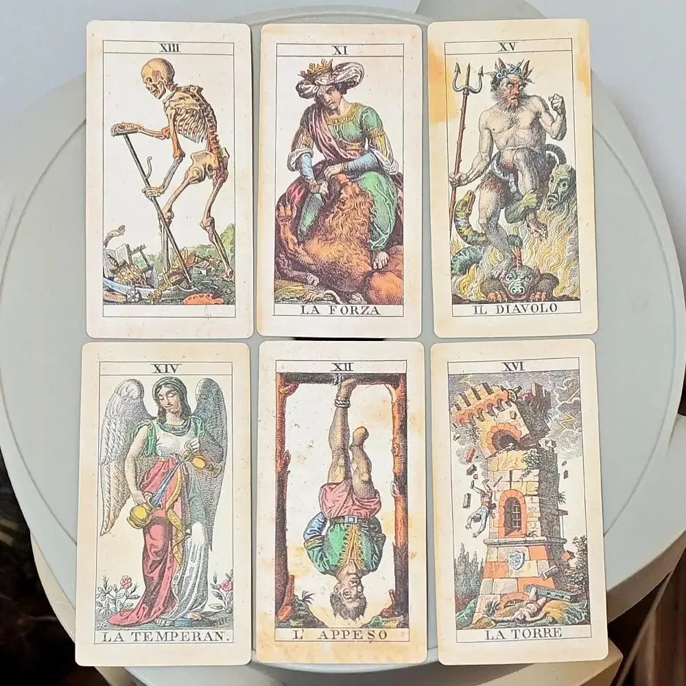 12*6cm Tarot Soprafino 1830 Vintage Italian Tarot Deck in Rigid Box Historical Reproduction 78 Pcs Double-embossed Cards — image 4
