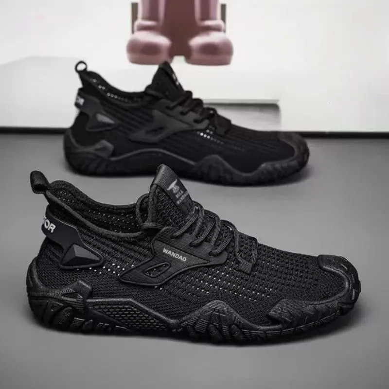 Men's Outdoor Sneakers Lace Up Breathable Mesh Comfortable Lightweight Walking Shoes Rugged Sole Daily Wear