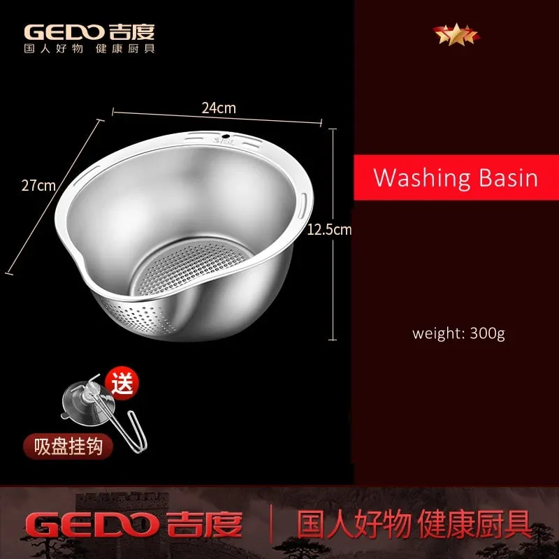 LFGB Certification 316L Stainless Steel Kitchen Washing Basin 99.9% Anti-bacterial Rice Fruit and Vegetable Cleaning Strainer