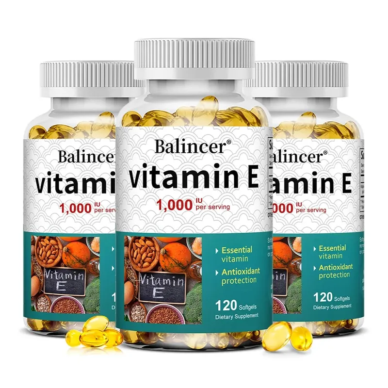 Natural Vitamin E Capsules Antioxidant Supplement Support Skin Hair Nail Heart Brain Cardiovascular & Immune System Wellness — image 11