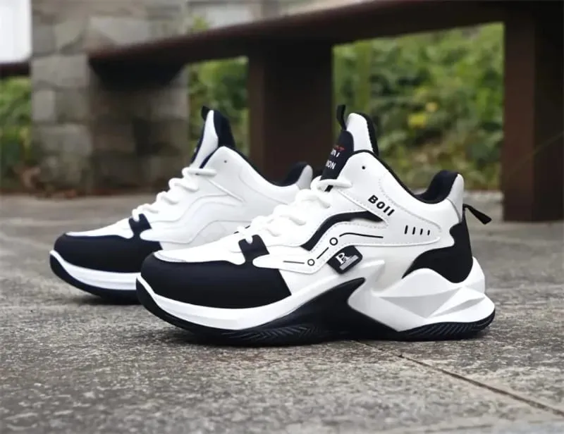 Fashionable High Top Men's Shoes Outdoor Basketball Running Sneakers for Men Anti-slip Breathable Comfort Platform Shoes for Men