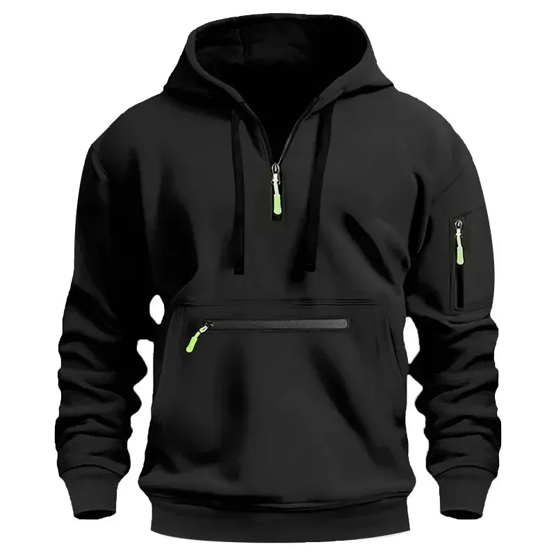 2025 New Men's Hoodies Winter Hooded Shirt Wear Fleece Multi Pocket Fashion Tops Hoody Loose Oversized Pullover Man Clothing — image 1