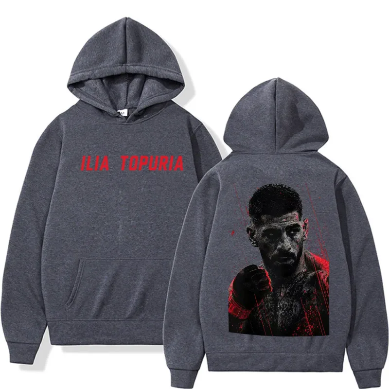 Ilia Topuria El Matador Vintage Graphic Hoodies Men's Clothing Violence Aesthetic Sweatshirts Casual Fleece Pullovers Streetwear — image 4