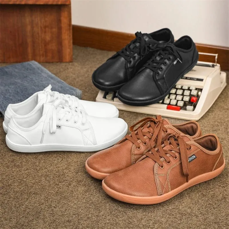 2025 ใหม่ Minimalist รองเท้าสำหรับผู้ชายผู้หญิงกว้าง Toe Barefoot Zero Drop รองเท้าสบายๆหนังเทียมน้ำหนักเบาเดินรองเท้าผ้าใบ