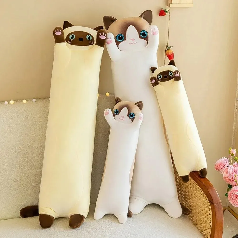 Bonito 50/70cm gato brinquedo de pelúcia longo adorável dormir travesseiro macio criativo pelúcia animal decoração para casa — image 2