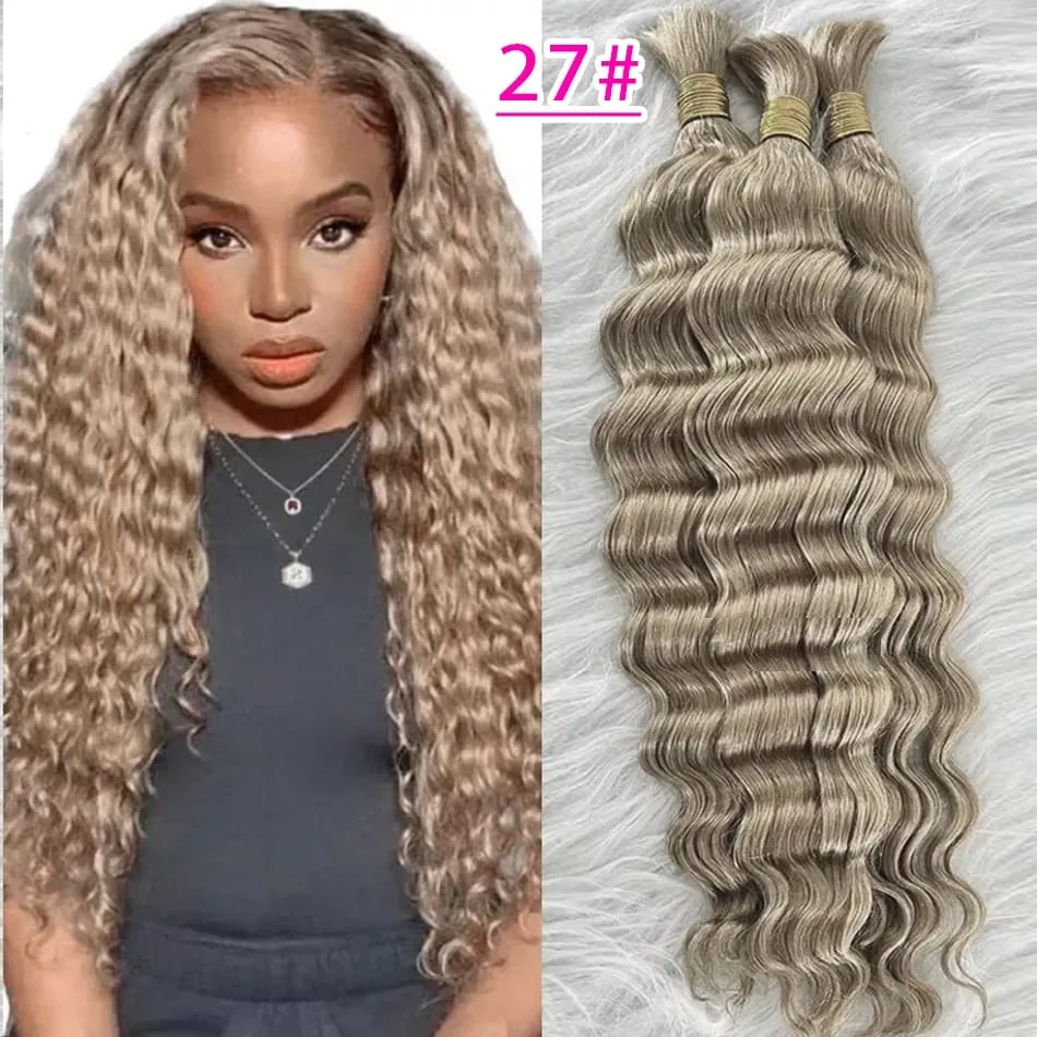100% Human Hair Deep Wave Bulk Hair No Weft Bundles For Braiding Brazilian Virgin Hair Natural Wave Curly Hair Extensions Remy H — image 14