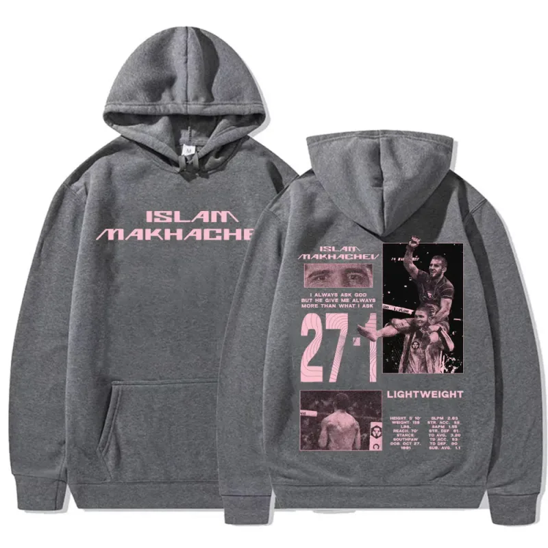 Limited Islam Makhachev Vintage Graphic Hoodies Men's Harajuku Fashion Classic Sweatshirts Casual Fleece Long Sleeve Pullovers — image 3