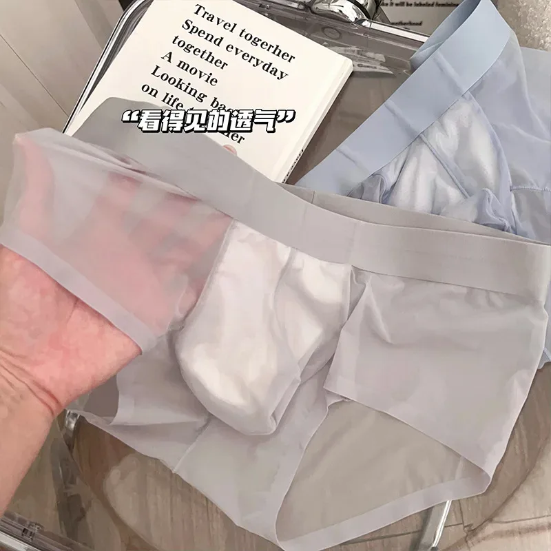 Transparent Men's Briefs Ultra-thin Ice Silk Quick Dry Panties Sexy U Bulge Pouch Man Underwear Breathable Underpants Cuecas — image 13