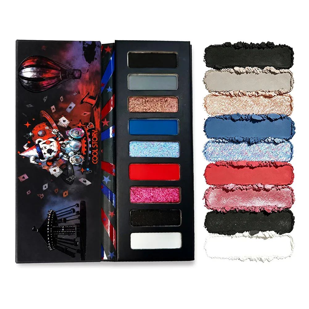 Shimmer Glitter Metallic 9 Colors Halloween Eyeshadow Palette High Pigment Gothic Smoky Eye Shadow Fine Flash Lasting Makeup — image 6